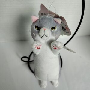 Sun Arrow Plush Kawaii Cat Toy Figure Grey Angry Cat Toy Mean Cat Plush Grumpy
